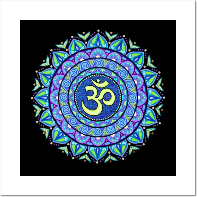 Glowing Om Mandala Wall Art by SoozieWray